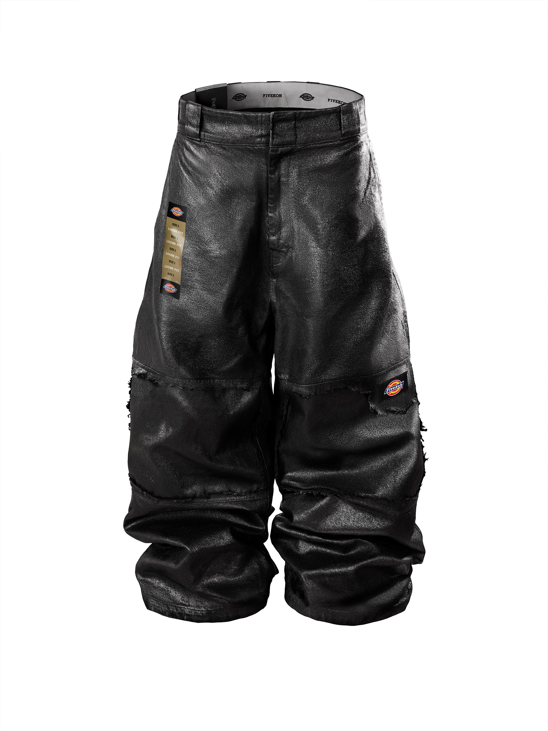 BLACK WAXED RAW DENIM JEANS