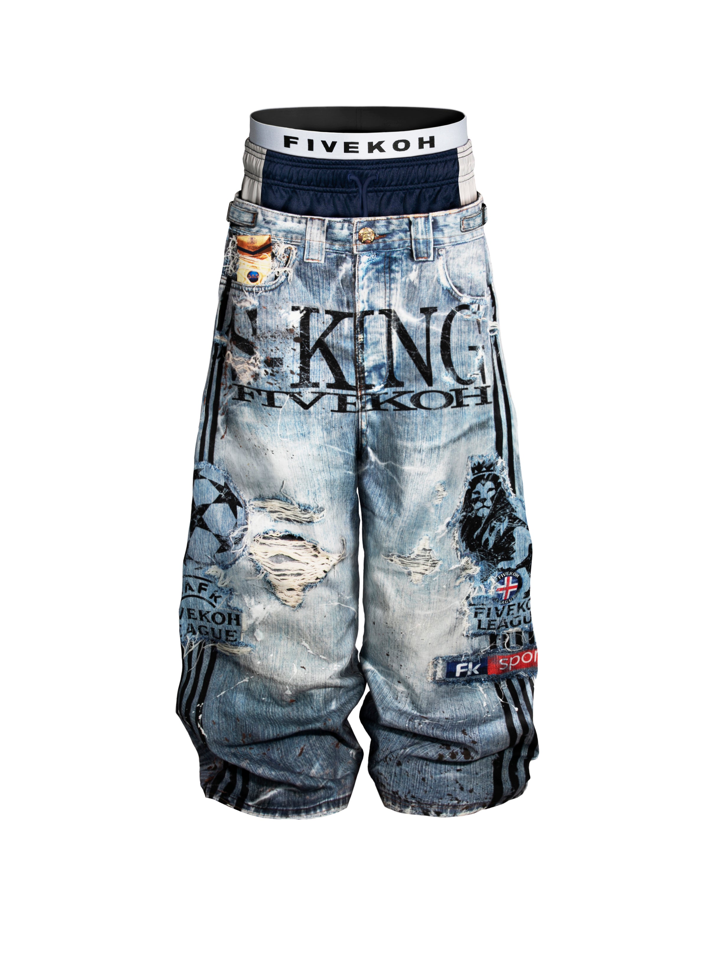 S-KING LOOSE FIT LAYERED JEANS
