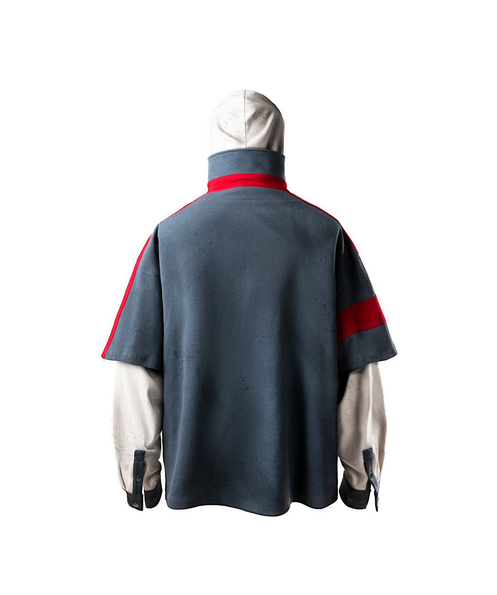 FAKE TWO-PIECE PATCH HOODIE