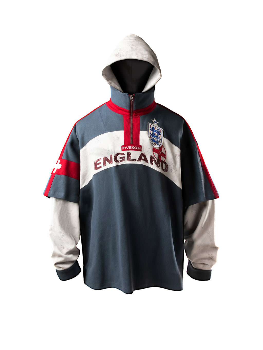 FAKE TWO-PIECE PATCH HOODIE
