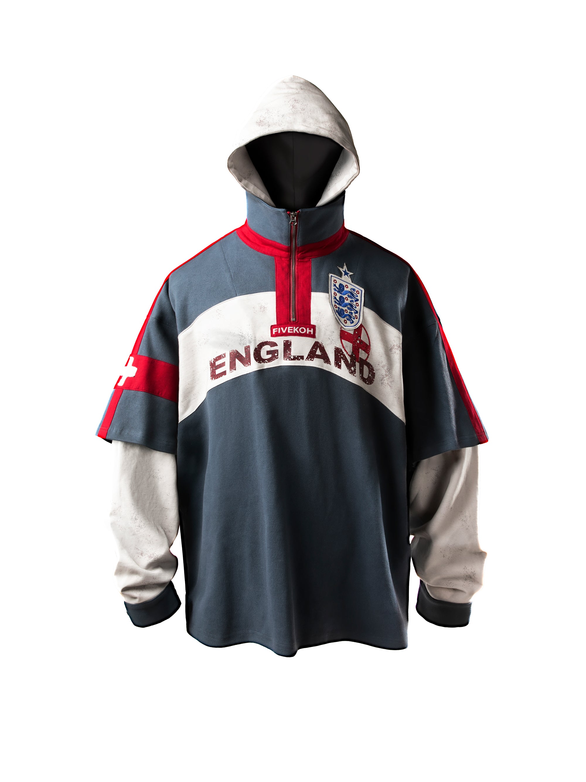 FAKE TWO-PIECE PATCH HOODIE