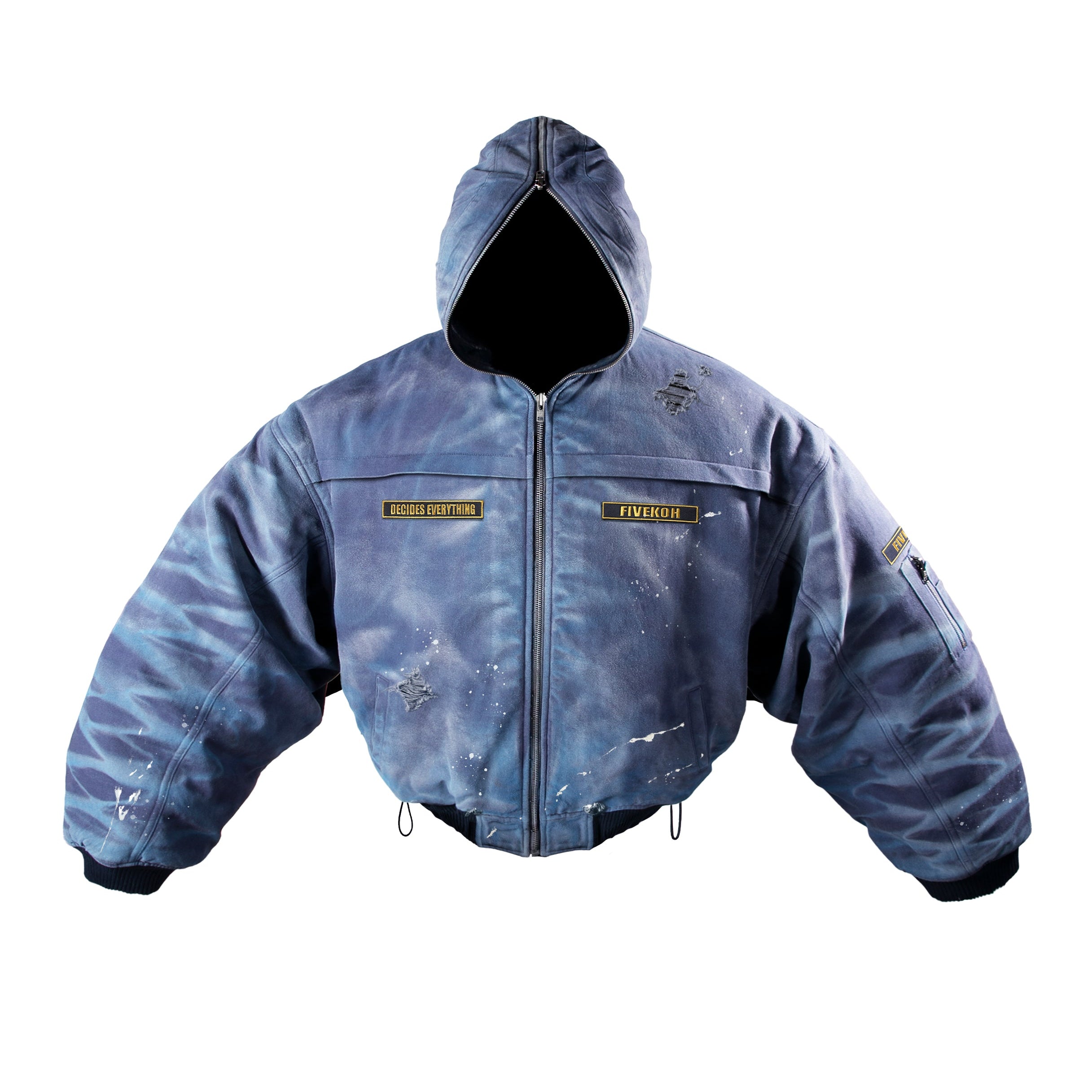 STAR BLUE HOODED BOMBER
