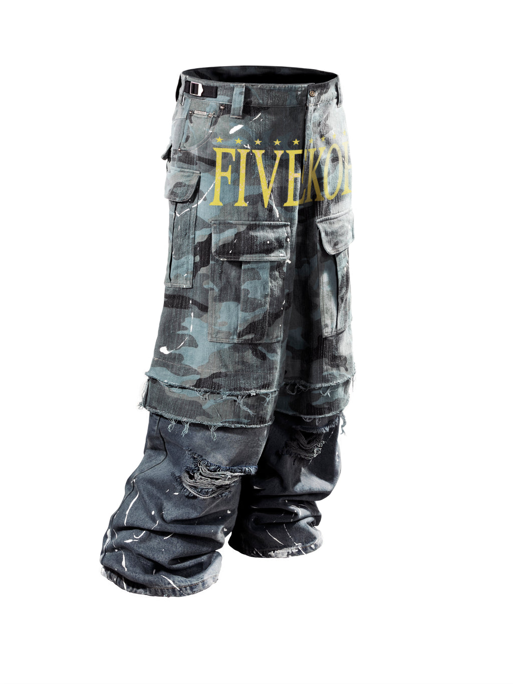 CAMO DENIM CARGO PANTS
