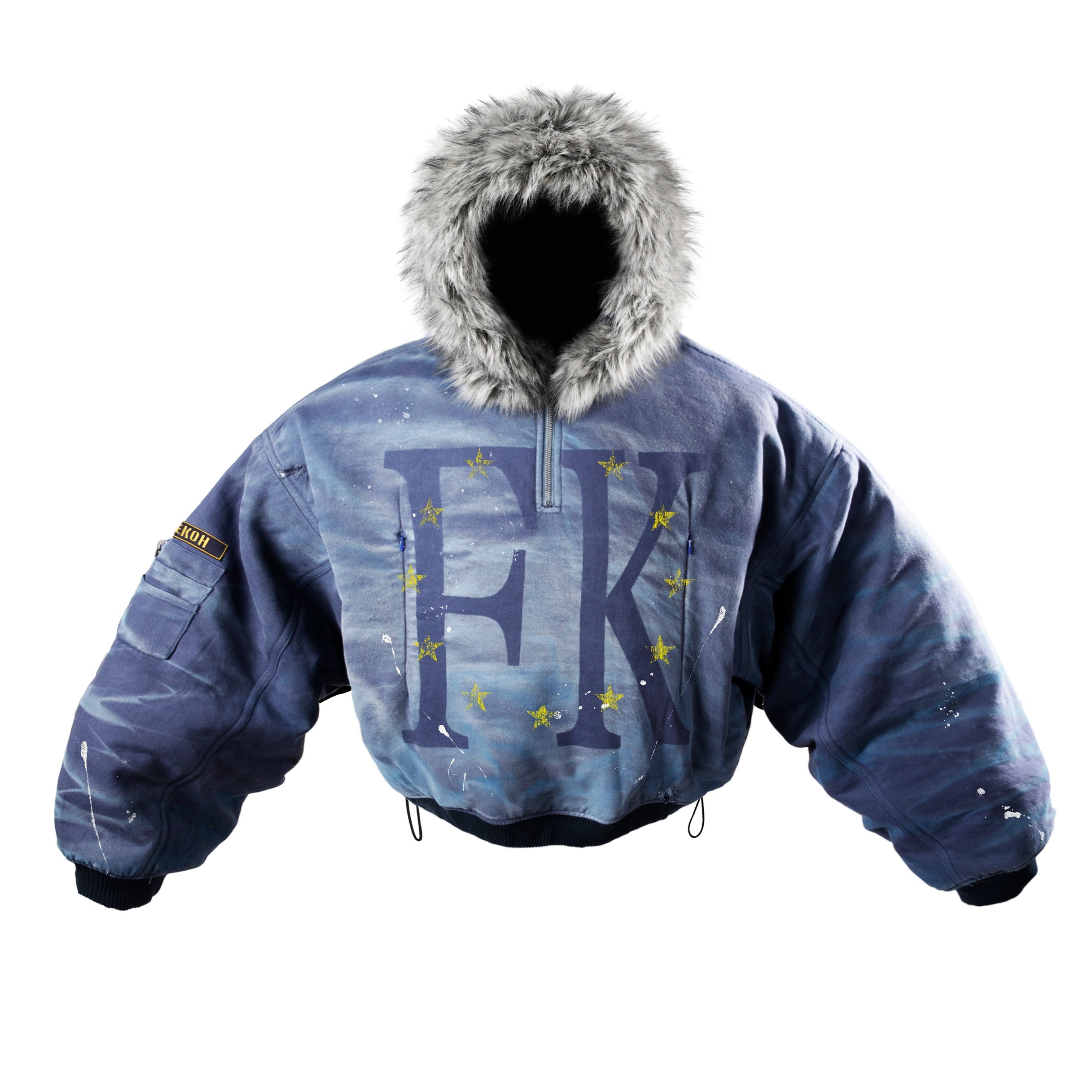 STAR BLUE HOODED BOMBER