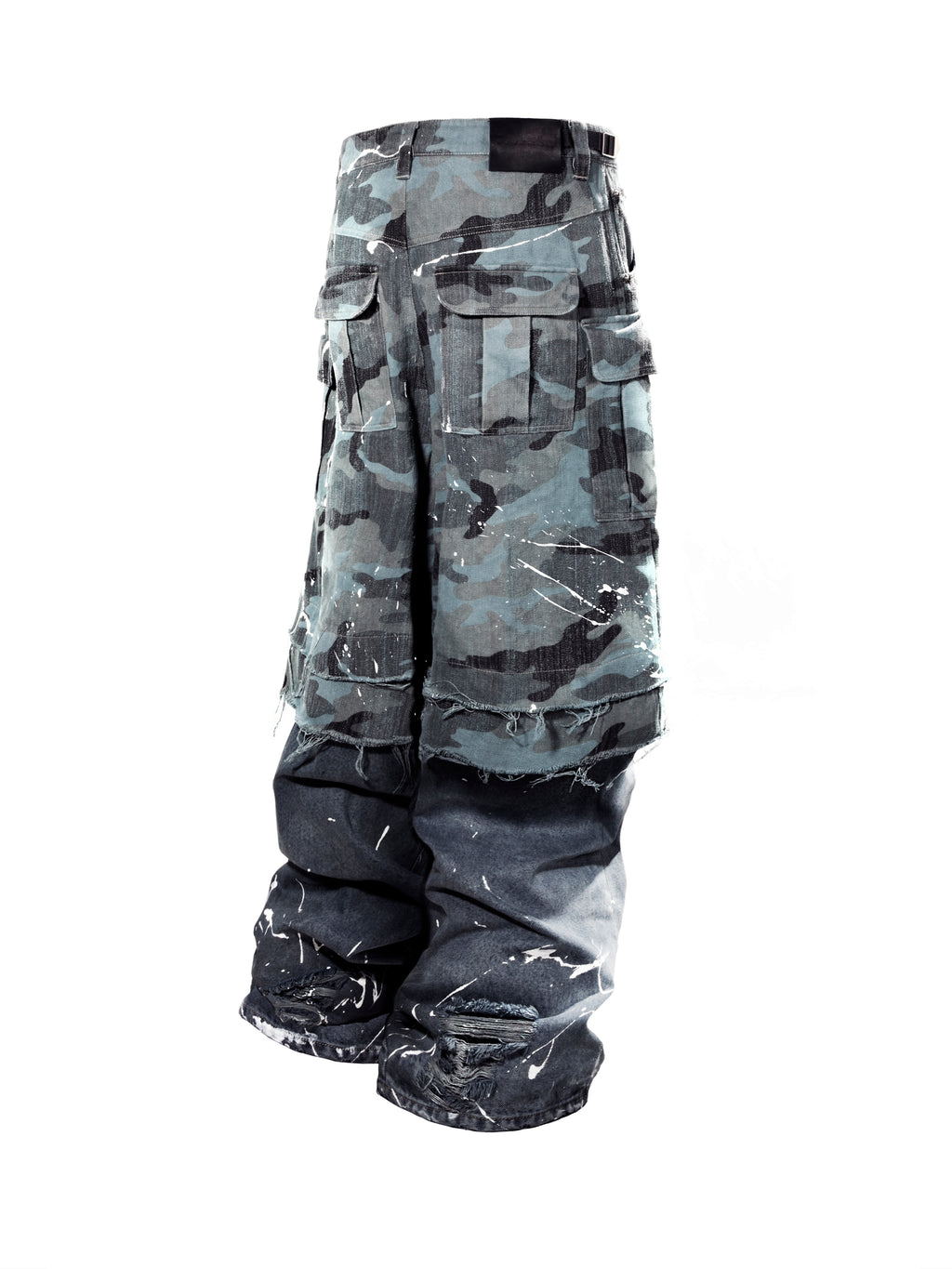 CAMO DENIM CARGO PANTS