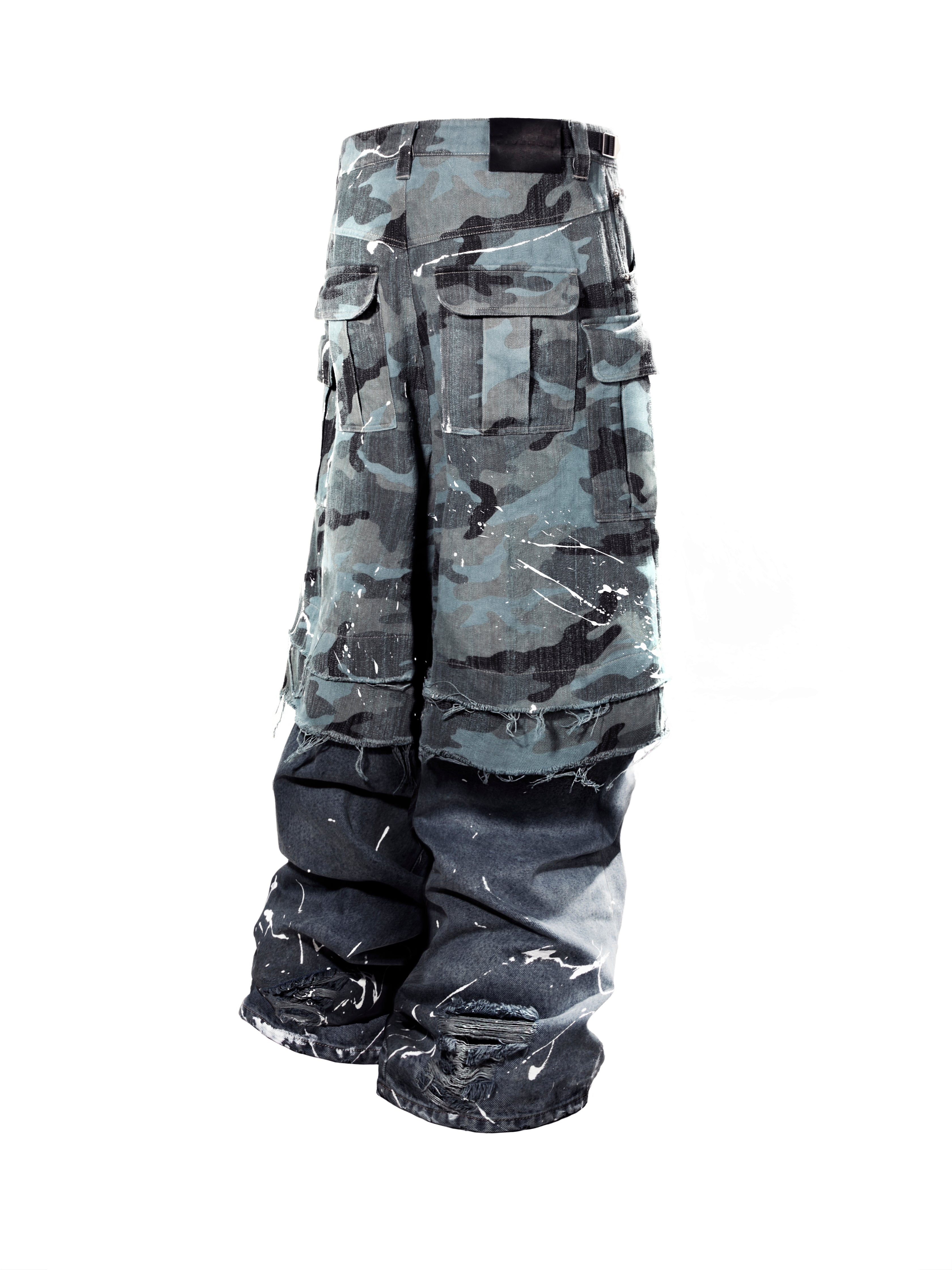 CAMO DENIM CARGO PANTS