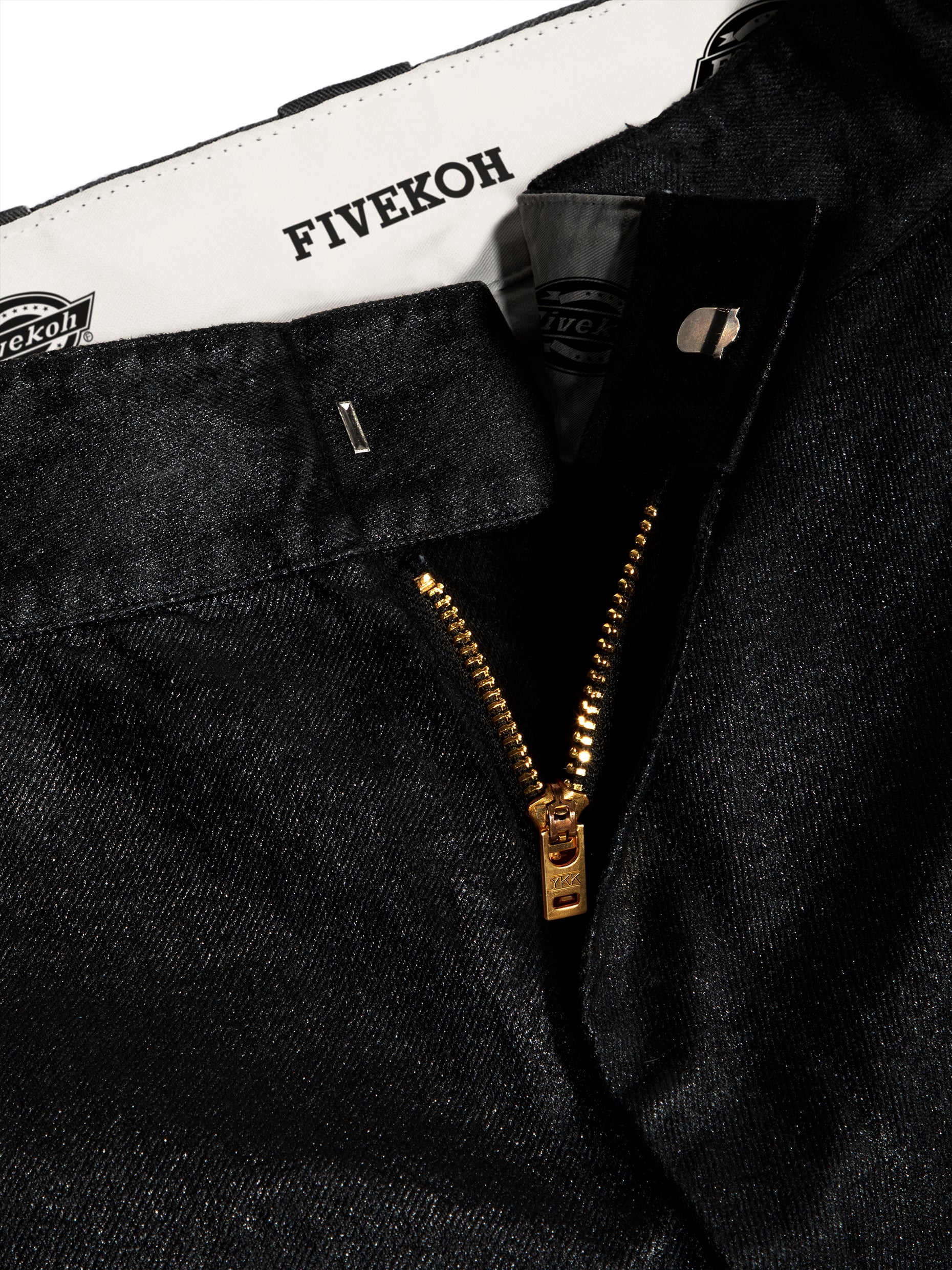 BLACK WAXED RAW DENIM JEANS