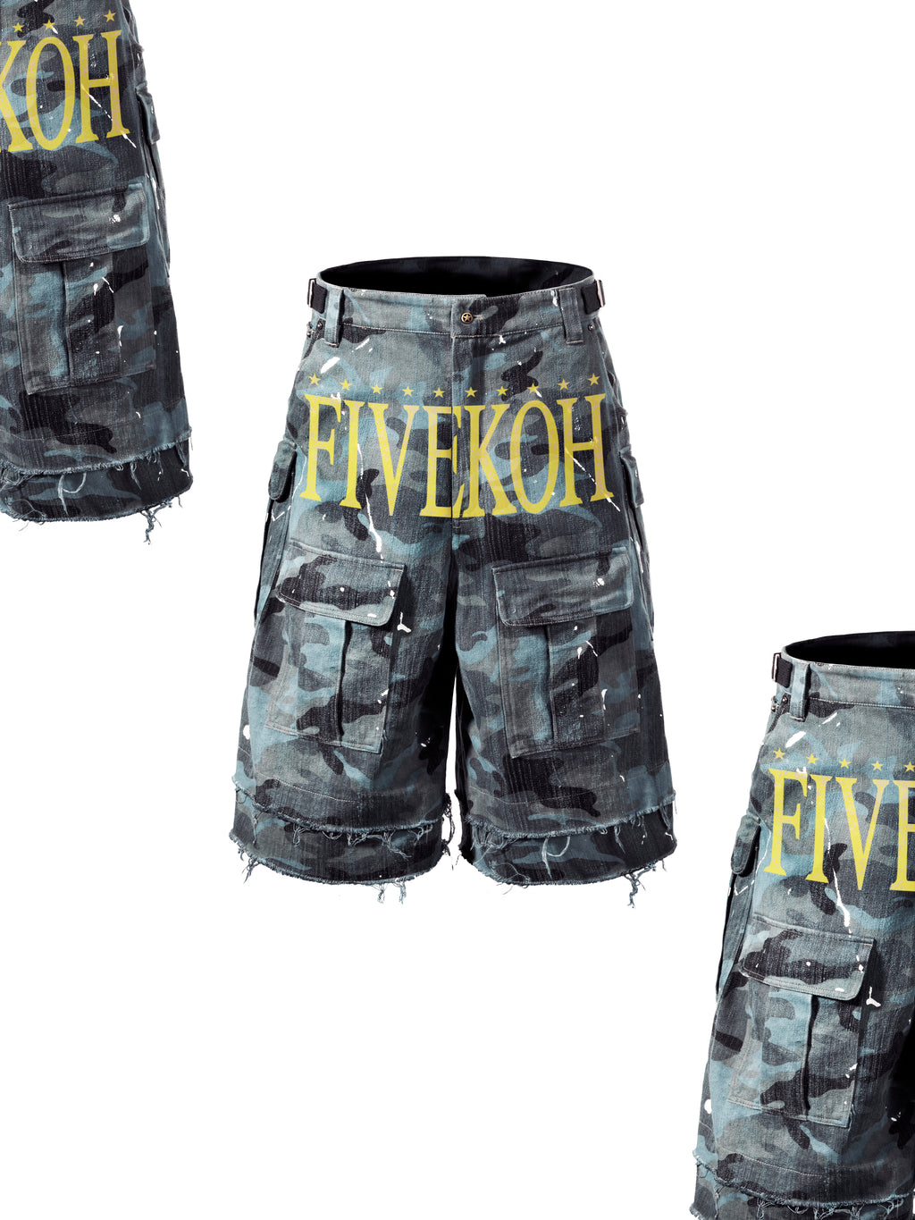 CAMO DENIM CARGO PANTS