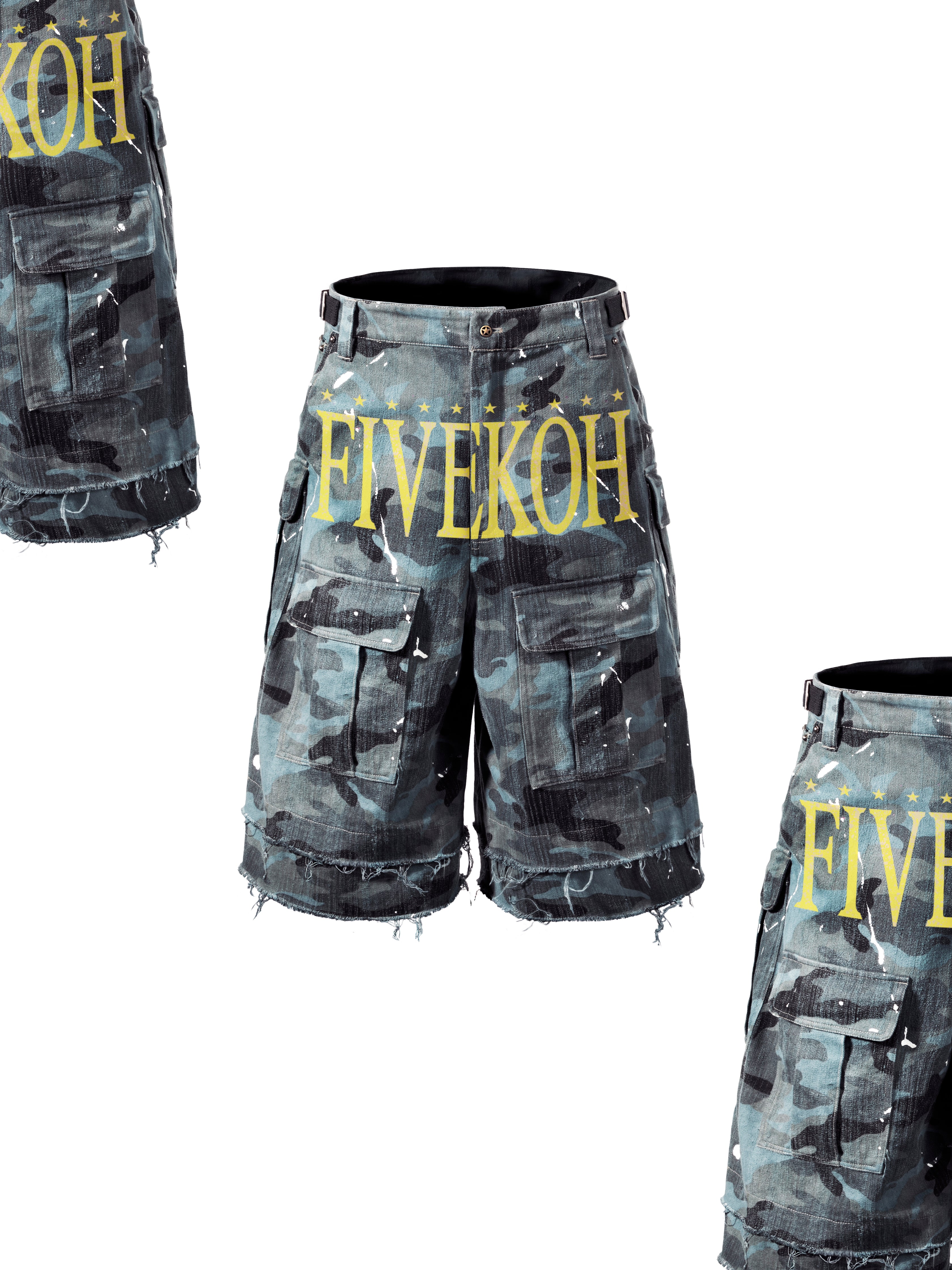 CAMO DENIM CARGO PANTS