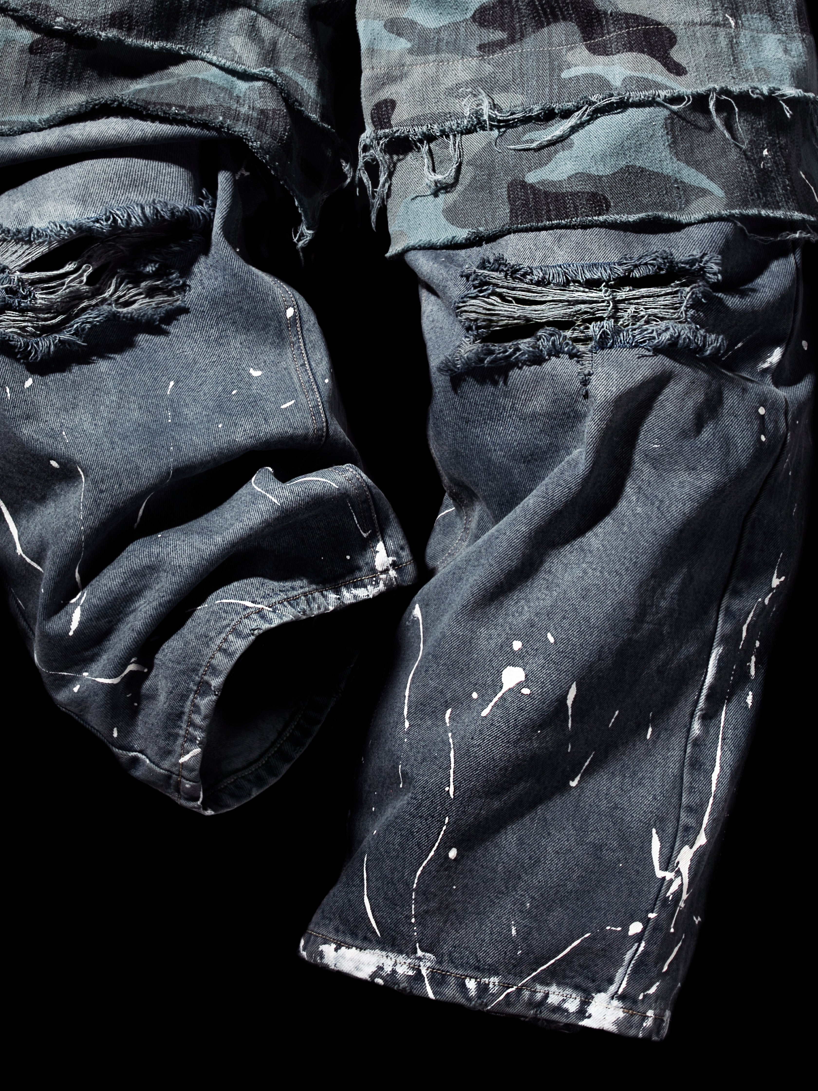 CAMO DENIM CARGO PANTS