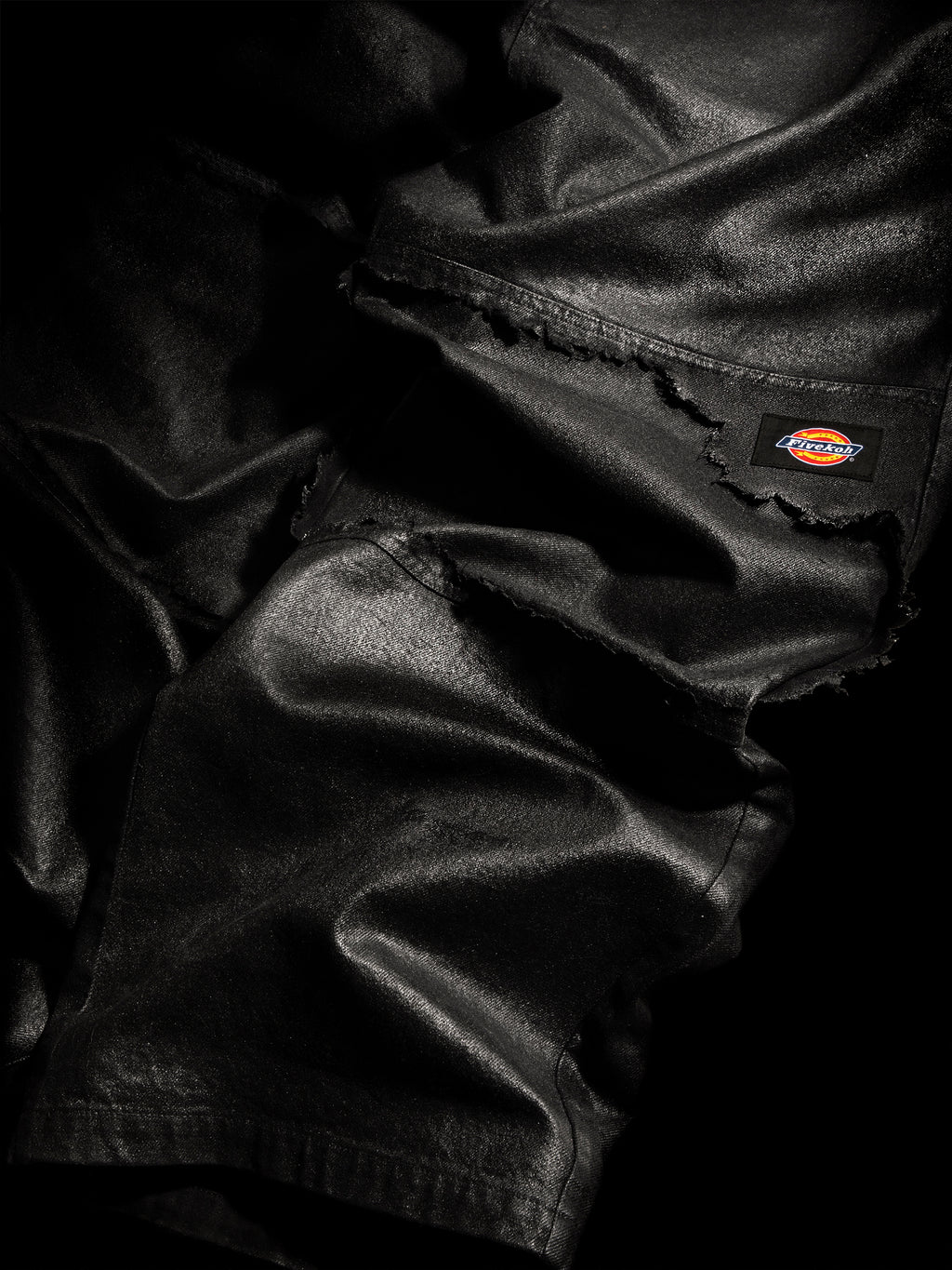 BLACK WAXED RAW DENIM JEANS