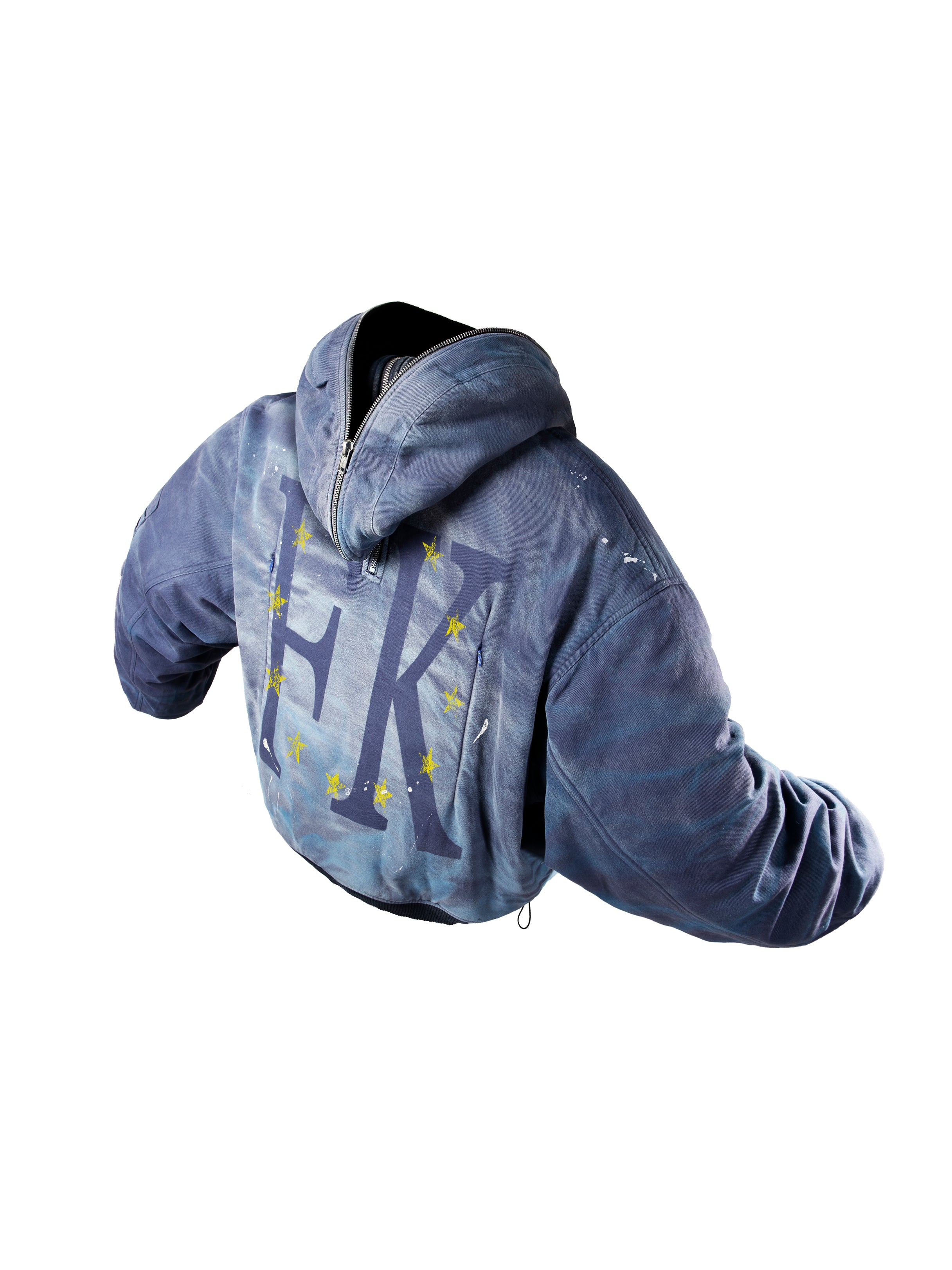 STAR BLUE HOODED BOMBER