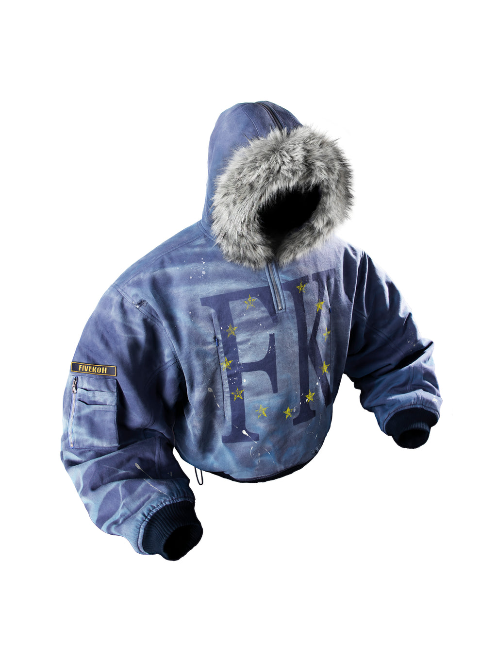STAR BLUE HOODED BOMBER