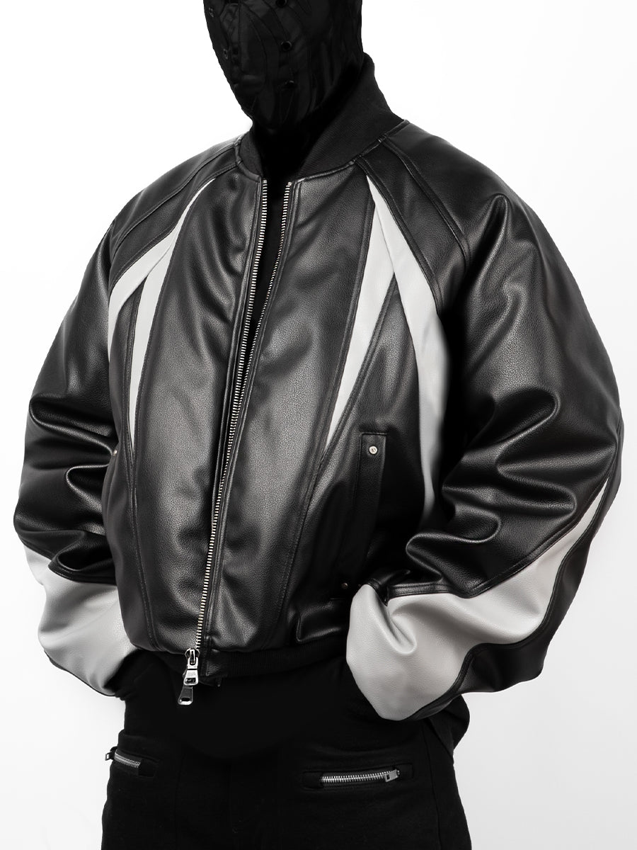 Galaxy Heavyweight Leather Bomber Jacket