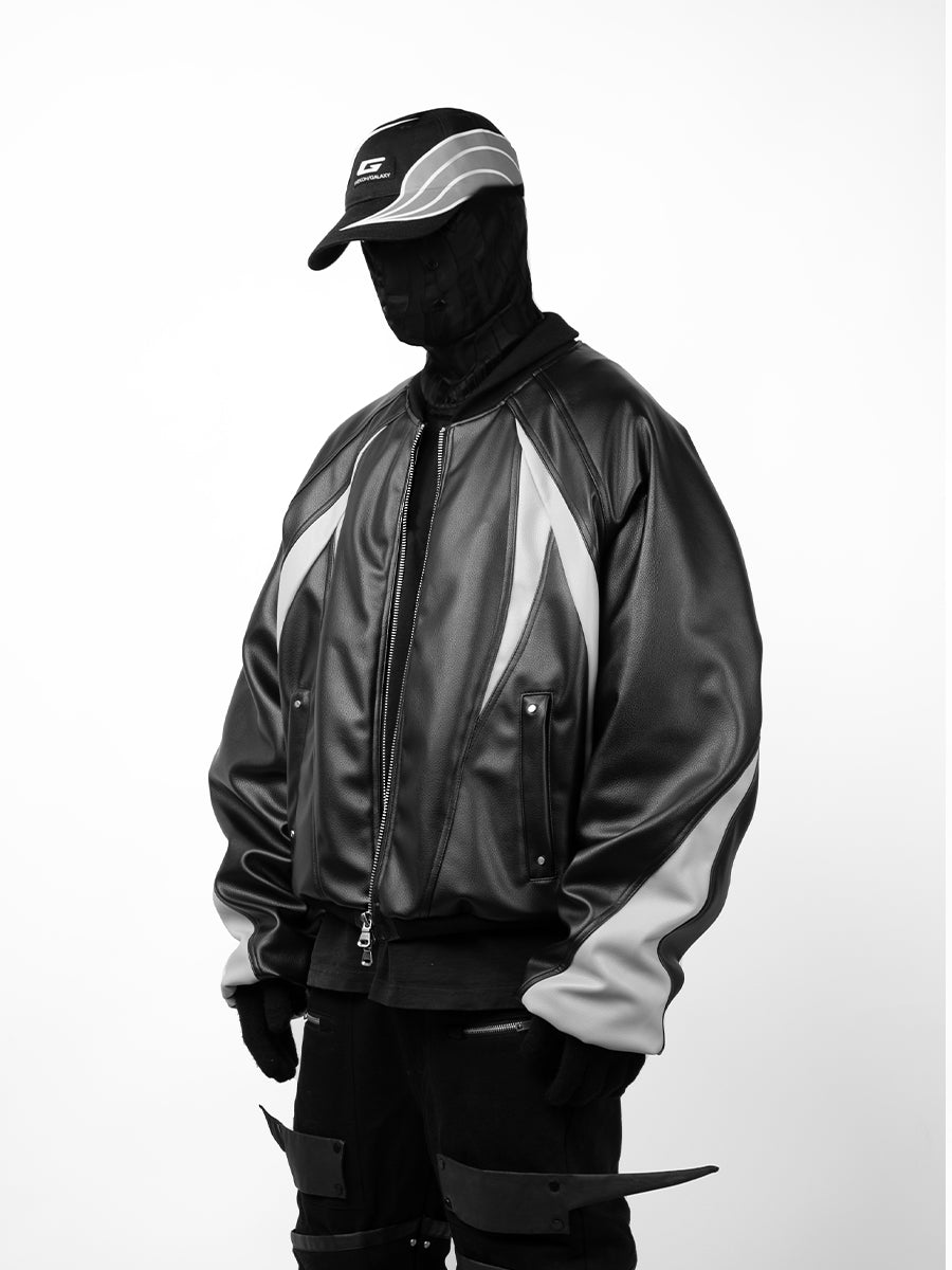 Galaxy Heavyweight Leather Bomber Jacket