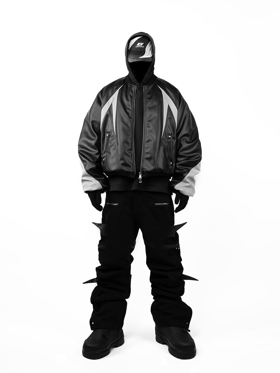 Galaxy Heavyweight Leather Bomber Jacket