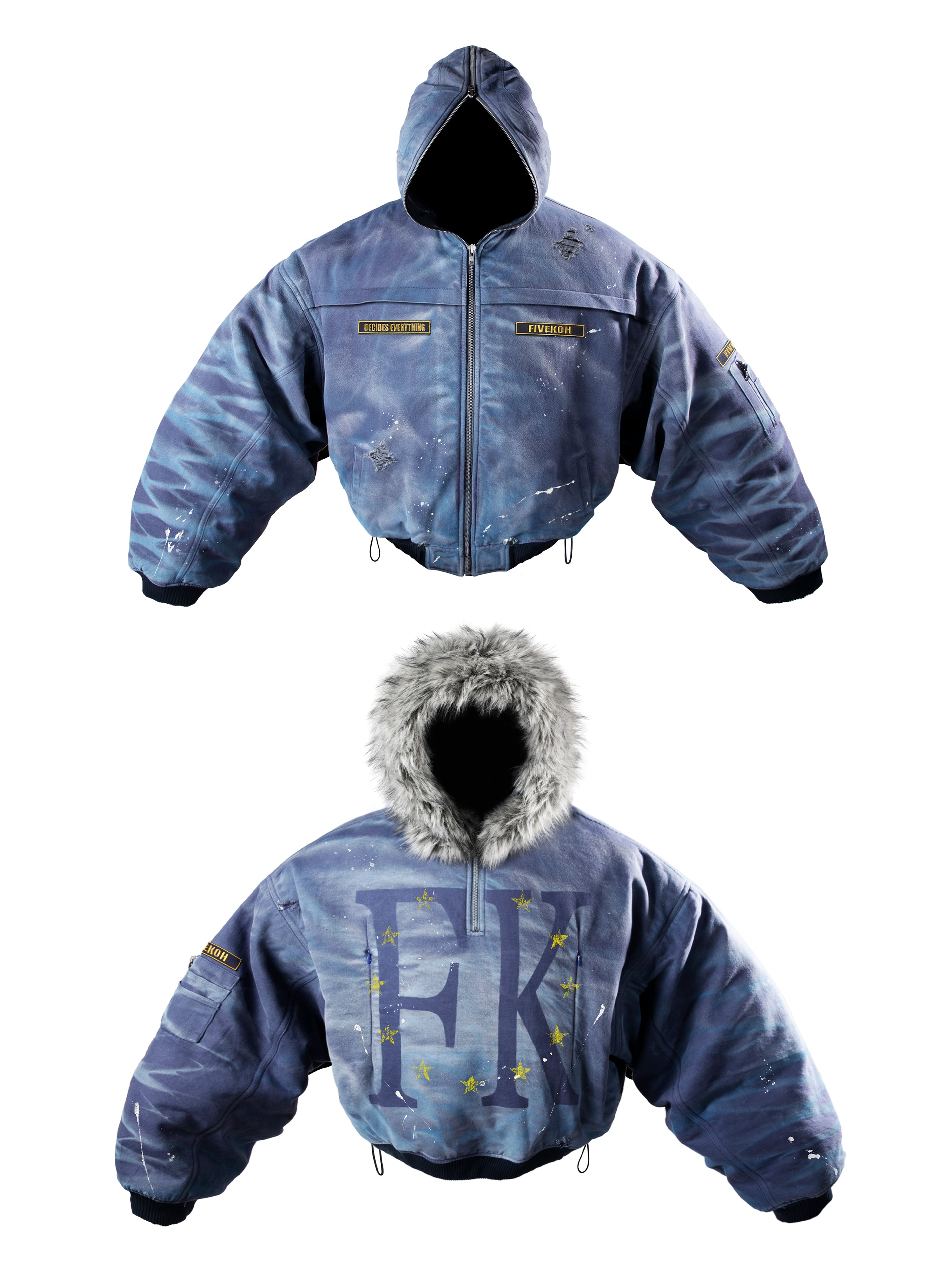STAR BLUE HOODED BOMBER